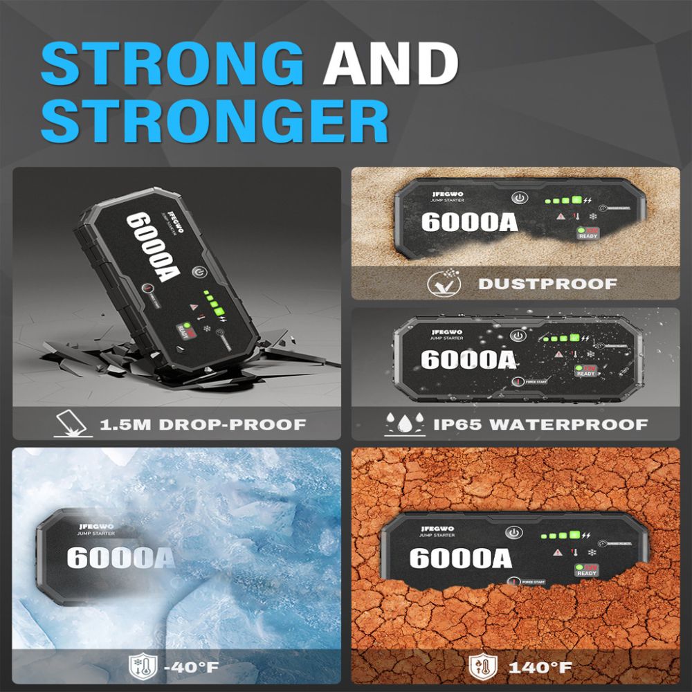 6000A Mini Portable Car Jump Starter – 22000mAh 12V Battery Booster & Power Bank