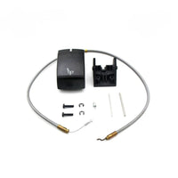 Seat tilt control switch cable repair kit with housing, cable, screws, clips, and hardware displayed on white background.