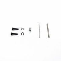 Small hardware components for seat tilt control kit including screws, clips, spring, and pins.